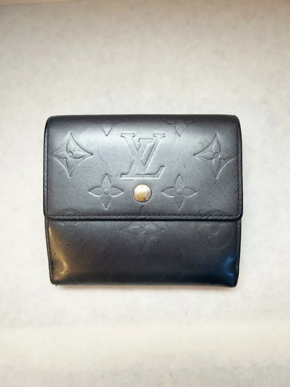 VTG Louis Vuitton Elise Compact Wallet in Monogram Mat Vernis Gray Leather - Picture 2 of 14